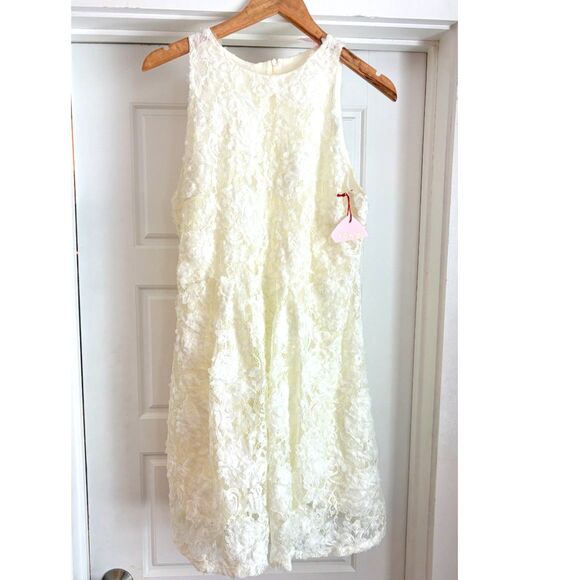Vow'd 3D Floral Ivory White Dress Size M - Picture 1 of 8